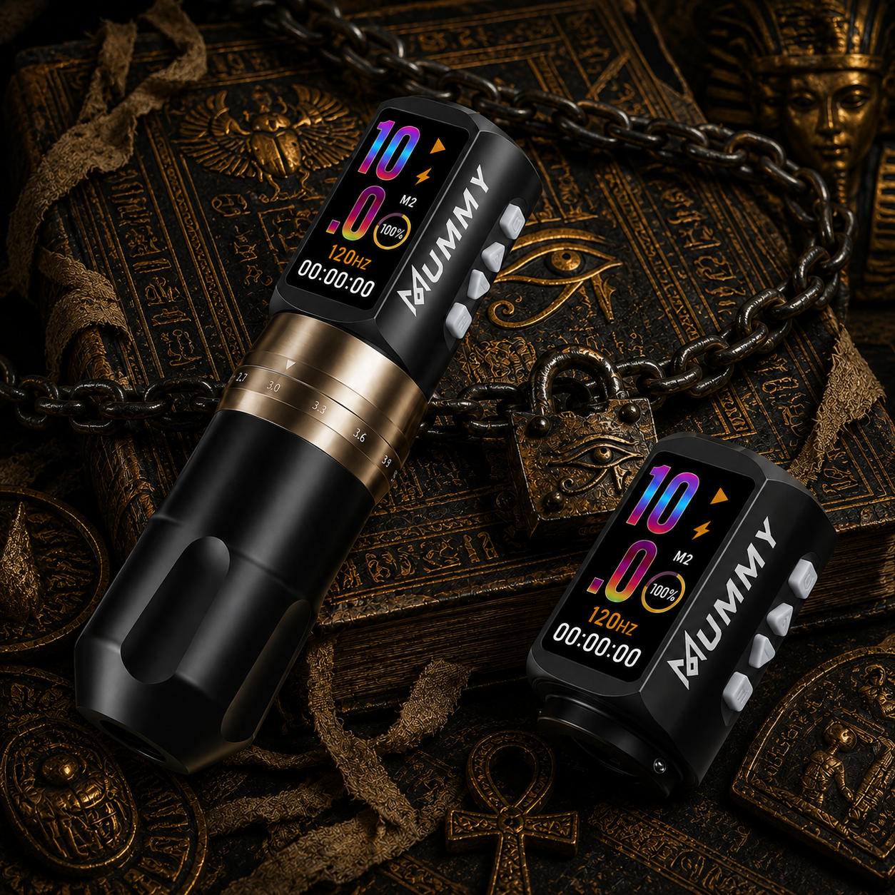 Translation missing: en.Mummy Tattoo Machine Pen with Adjustable 7 Strokes(Dual Battery)-black