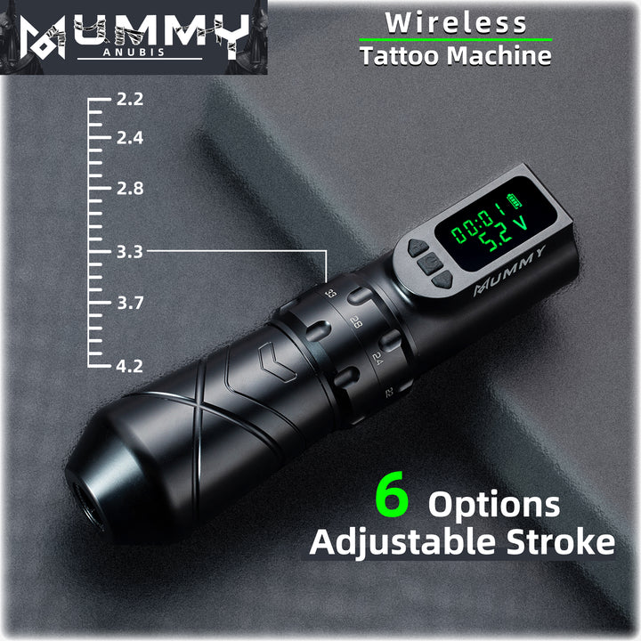 Translation missing: es.Mummy Anubis Wireless Tattoo pen Machine with adjustable Stroke length 2.2mm-4.2mm