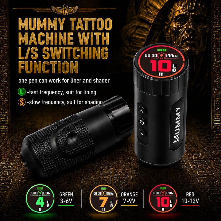 Translation missing: es.Mummy Scarab Direct Driver Wireless Tattoo Machine with Two Battery and Grip