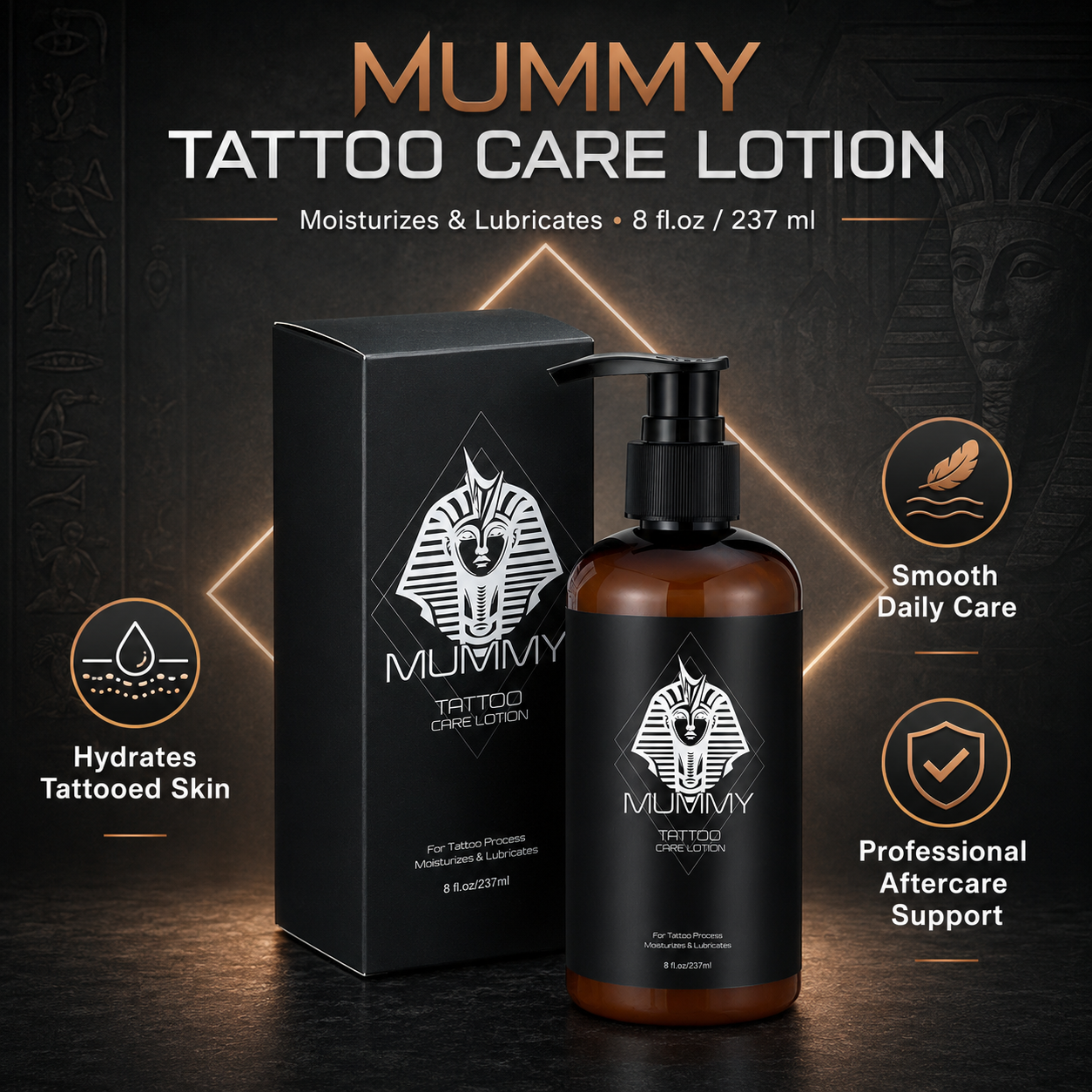Translation missing: de.Mummy Tattoo Care Lotion 8oz, Vegan Tattoo Moisturizer for Color Care