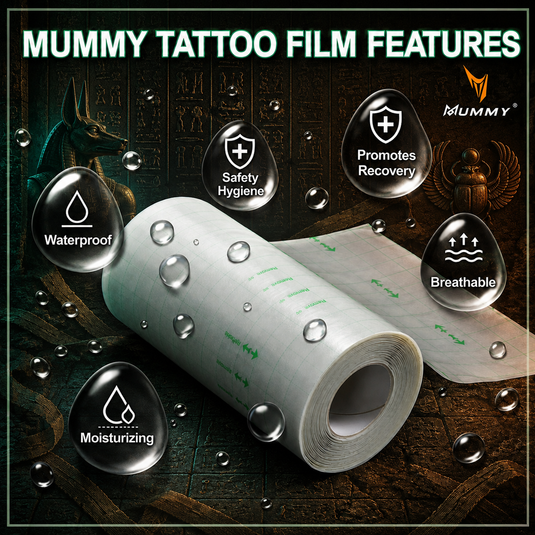 Translation missing: es.MUMMY Tattoo Protective Film Roll PU Second Skin Aftercare Waterproof Breathable Healing Bandage for Fresh Tattoos