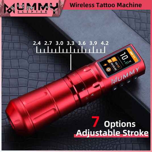 Translation missing: en.MUMMY SCEPTER PROFESSIONAL WIRELESS TATTOO MACHINE ADJUSTABLE STROKE LENGTH(Red)