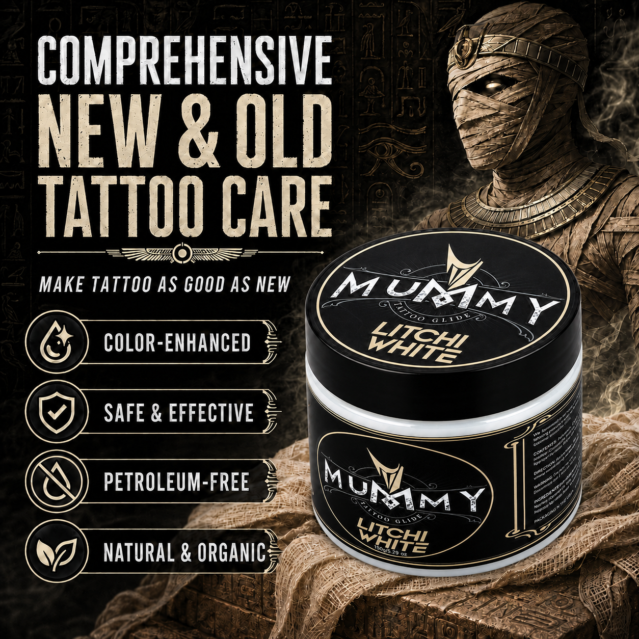 Translation missing: en.Mummy Tattoo Glide Aftercare Cream for Before During After Tattoo Process (Litchi White)