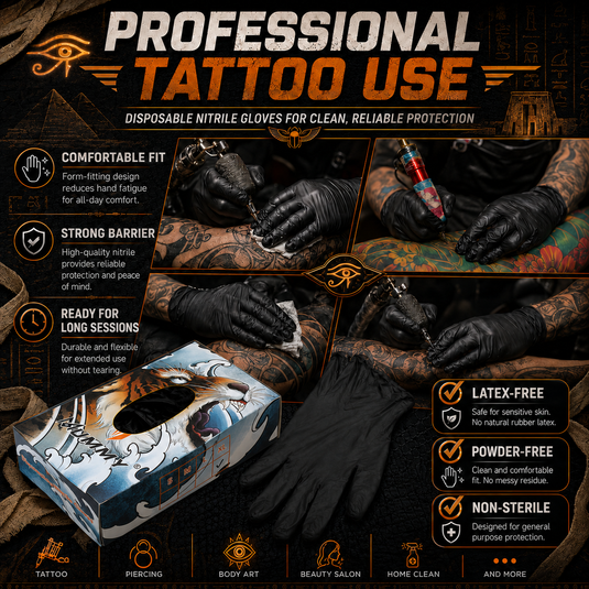 Translation missing: en.Mummy Black Textured Nitrile Tattoo Gloves 4 Mil