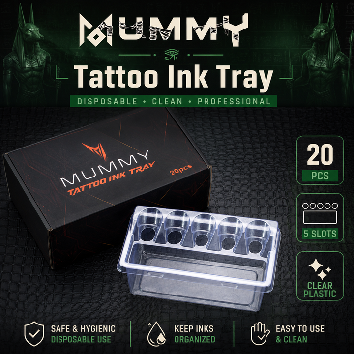 Translation missing: es.Mummy Tattoo Ink Tray 20pcs Disposable Cartridge Holder 5 Slots Clear Plastic