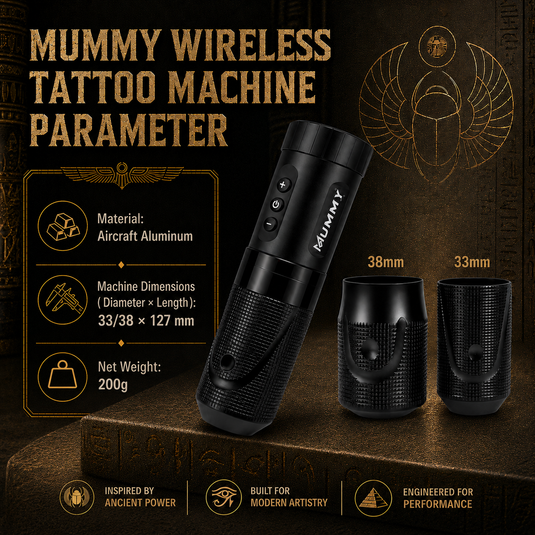 Translation missing: de.Mummy Scarab Direct Driver Wireless Tattoo Machine with Two Battery and Grip