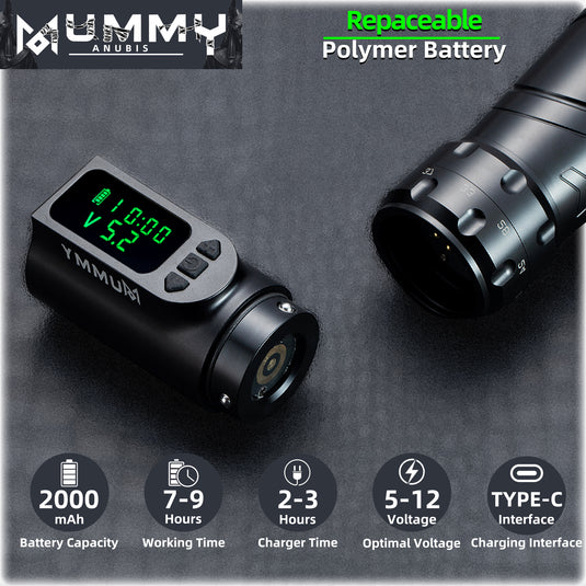 Translation missing: en.Mummy Anubis Wireless Tattoo pen Machine with adjustable Stroke length 2.2mm-4.2mm