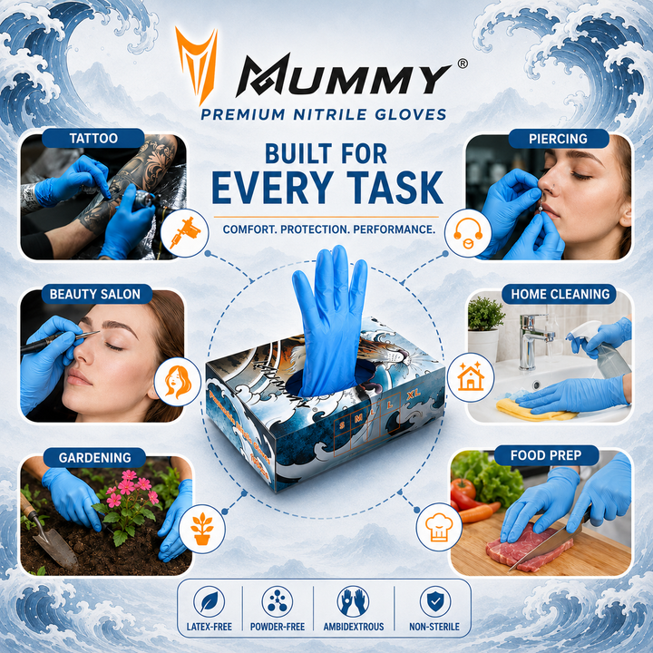 Translation missing: es.mummy Blue Textured Nitrile Gloves 4 Mil