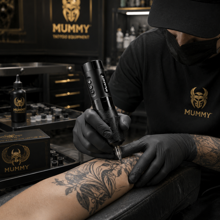 Translation missing: es.Mummy Scarab Direct Driver Wireless Tattoo Machine with Two Battery and Grip