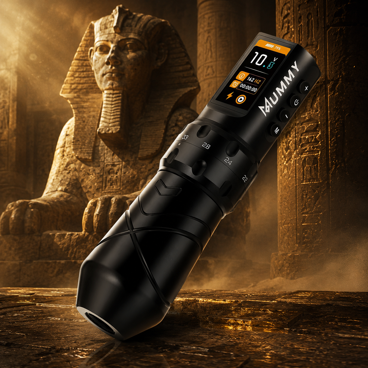 Translation missing: en.Mummy Sphinx Wireless Tattoo Machine Adjustable Stroke Length 2.2-4.2mm Replaceable Battery Tattoo Pen Color Screen Display