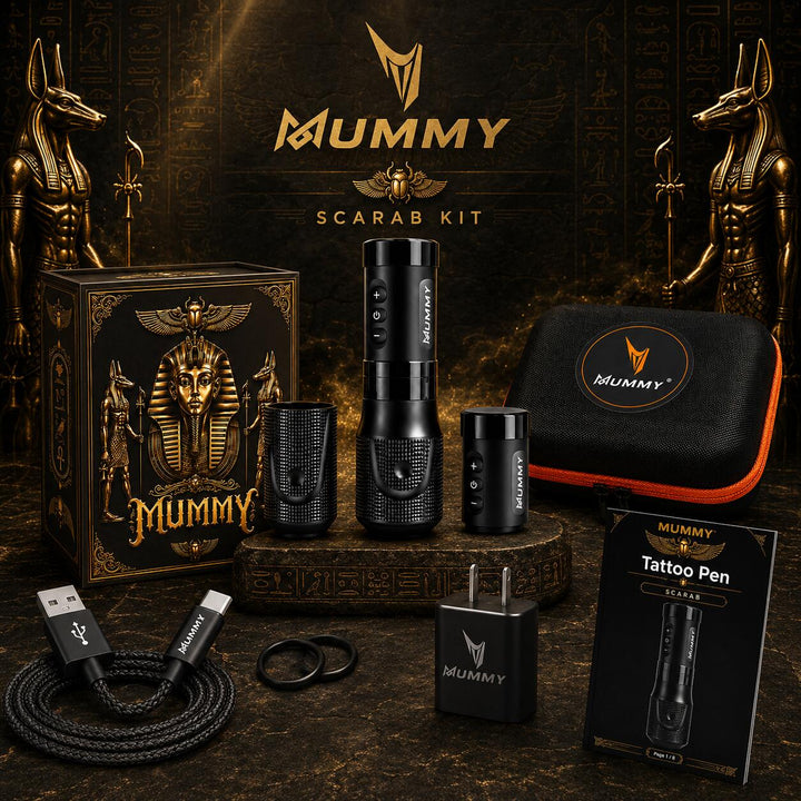 Translation missing: de.Mummy Scarab Direct Driver Wireless Tattoo Machine with Two Battery and Grip