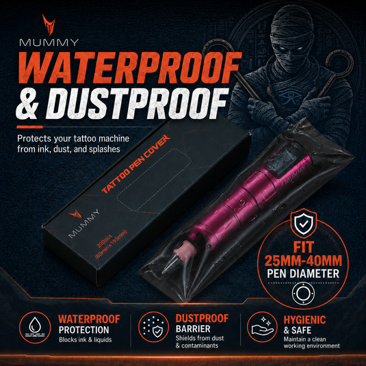 Translation missing: es.Mummy 200pcs Tattoo Pen Machine Covers with Self-adhesive Strip Disposable Cartridge Rotary Tattoo Pen Machine Sleeves Bag
