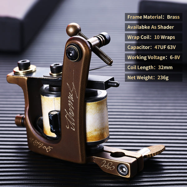 Mummy Pure Copper Tattoo Machine For Liner Shader Traditional Handmade Coils Tattoo Gun