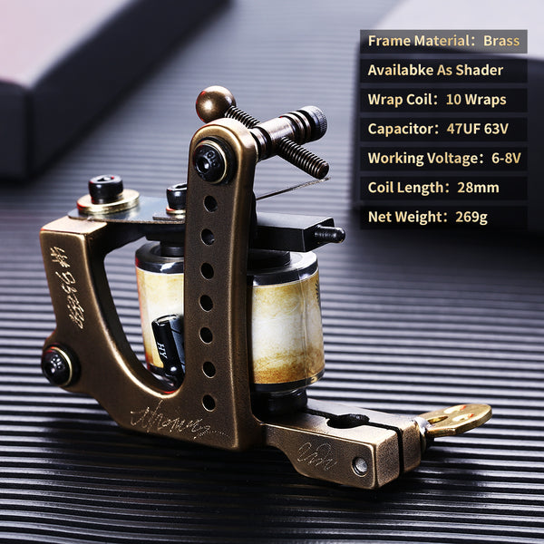 Mummy Pure Copper Frame Tattoo Machine For Liner Shader Retro Design Coils Tattoo Gun