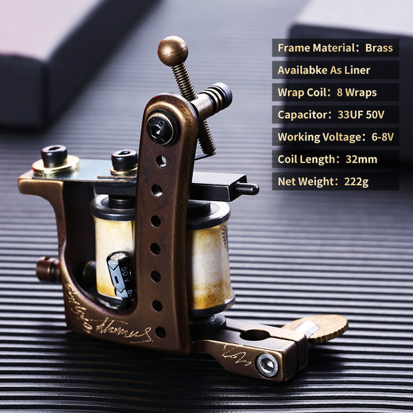 Mummy Retro Pure Copper Tattoo Machine For Liner Shader Traditional Handmade Coils Tattoo Gun