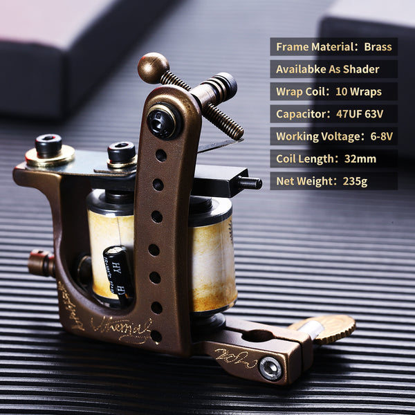 Mummy Retro Pure Copper Tattoo Machine For Liner Shader Traditional Handmade Coils Tattoo Gun