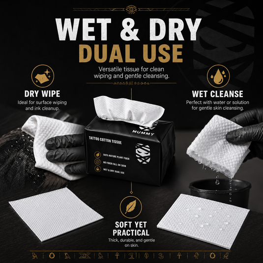 Translation missing: es.Mummy Cotton Tattoo Tissue Towels, Wet Dry Wipes for Tattoo Care, 80pcs