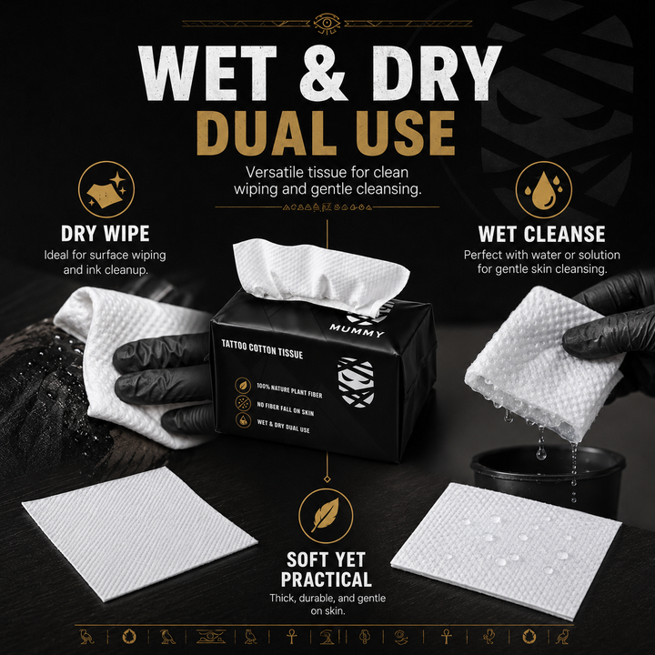 Translation missing: en.Mummy Cotton Tattoo Tissue Towels, Wet Dry Wipes for Tattoo Care, 80pcs