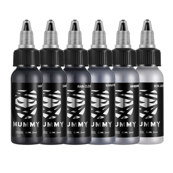 Mummy Tattoo Ink Ash Grey Set 6PCS (30ML)-MK5002