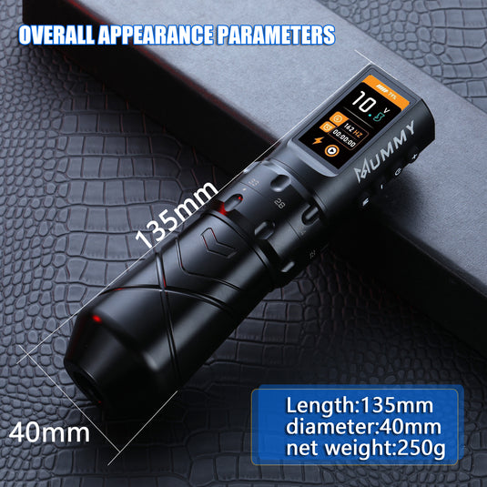 Translation missing: en.Mummy Sphinx Wireless Tattoo Machine Adjustable Stroke Length 2.2-4.2mm Replaceable Battery Tattoo Pen Color Screen Display
