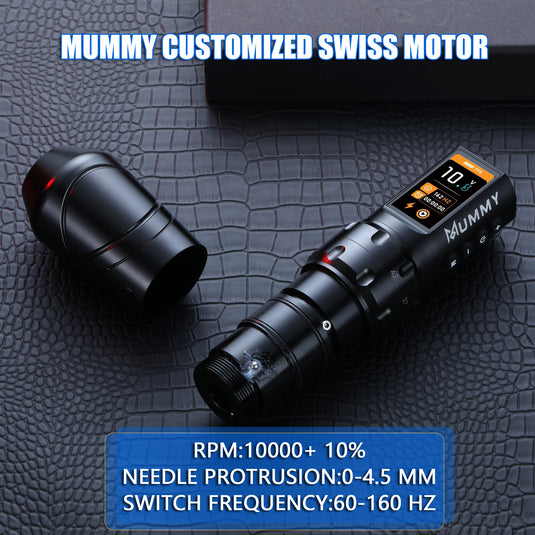 Translation missing: en.Mummy Sphinx Wireless Tattoo Machine Adjustable Stroke Length 2.2-4.2mm Replaceable Battery Tattoo Pen Color Screen Display