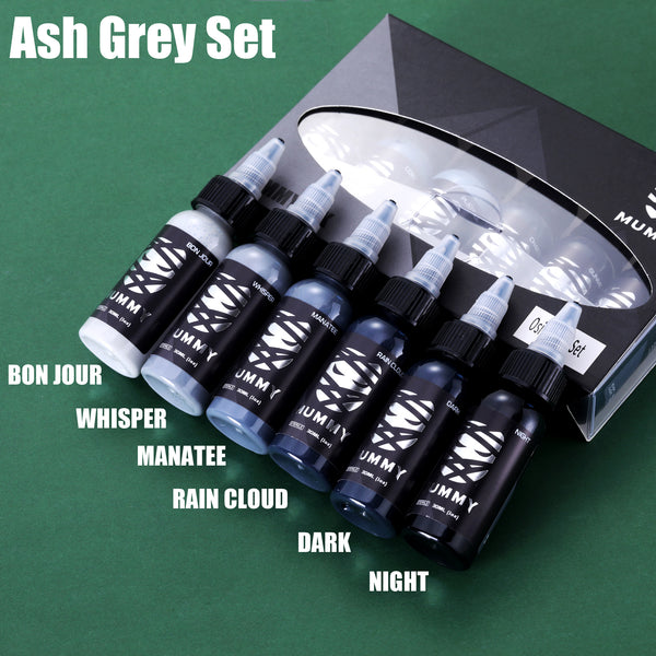 Mummy Tattoo Ink Ash Grey Set 6PCS (30ML)-MK5002