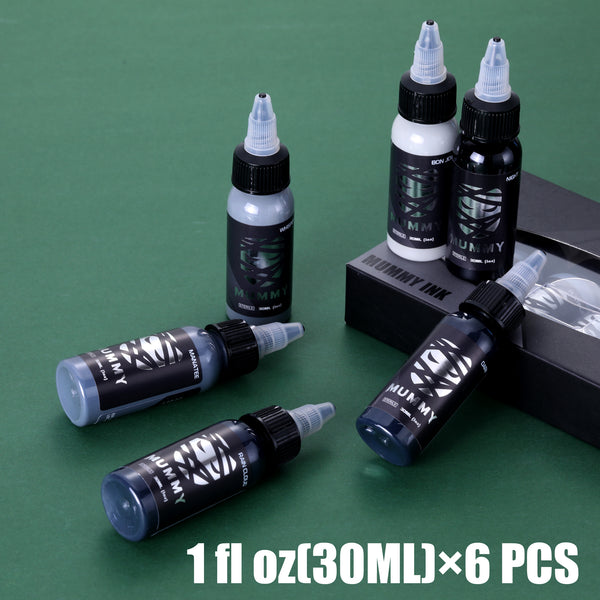 Mummy Tattoo Ink Ash Grey Set 6PCS (30ML)-MK5002