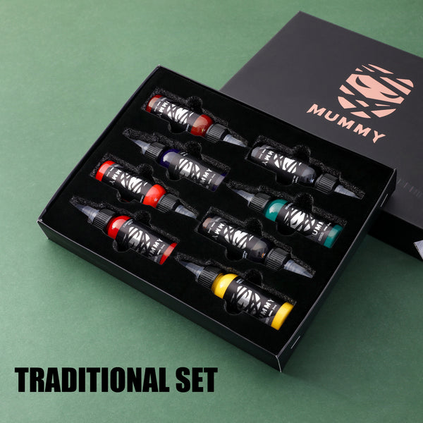 Mummy Professional Tattoo Ink Body Art Sterilized Permanent Coloring USA Custom 8 Colors/Box Traditional Set