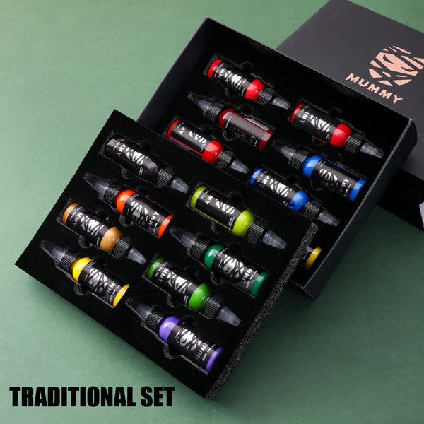 Mummy Professional Tattoo Ink Body Art Sterilized Permanent Coloring USA Custom 16 Colors/Box Traditional Set