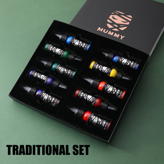 Translation missing: en.Mummy 10PCS Traditional Tattoo Color Ink Set(30ML)-MK1006