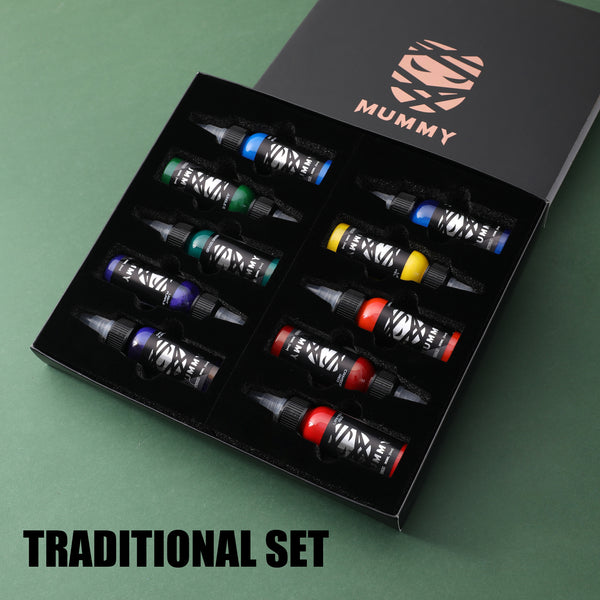 Mummy Professional Tattoo Ink Body Art Sterilized Permanent Coloring USA Custom 10 Colors/Box Traditional Set