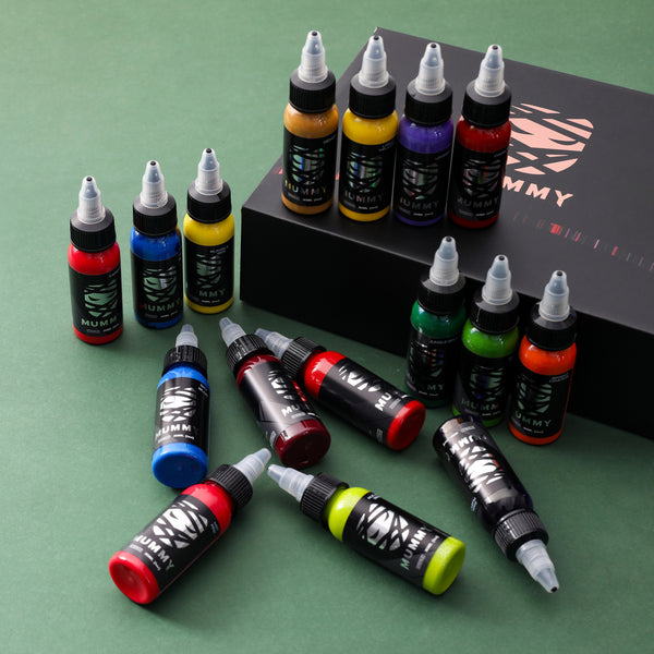 Mummy Professional Tattoo Ink Body Art Sterilized Permanent Coloring USA Custom 16 Colors/Box Traditional Set