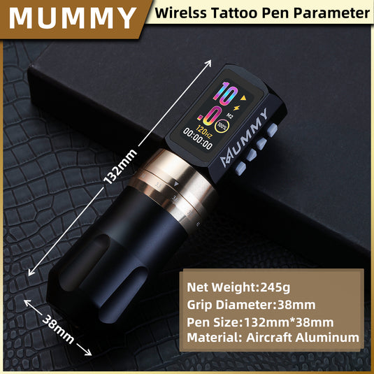 Translation missing: en.Mummy Tattoo Machine Pen with Adjustable 7 Strokes(Dual Battery)-black