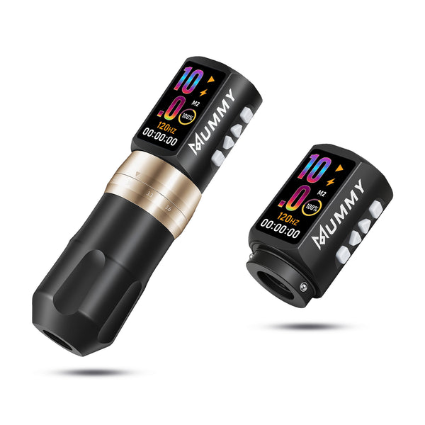 Mummy Tattoo Machine Pen with Adjustable 7 Strokes(Dual Battery)-black