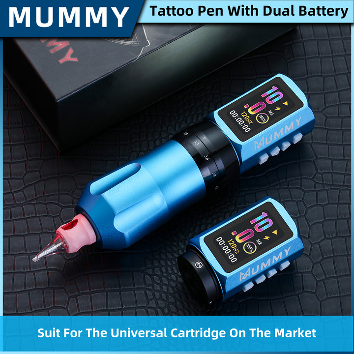 Translation missing: en.Mummy Tattoo Machine Pen with Adjustable 7 Strokes(Dual Battery)-blue