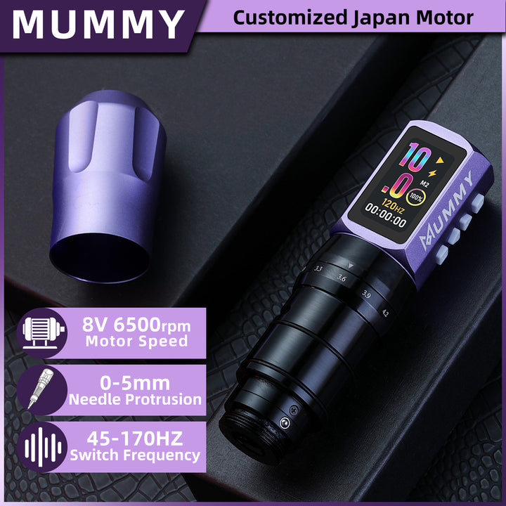 Translation missing: en.Mummy Tattoo Machine Pen with Adjustable 7 Strokes(Dual Battery)-purple