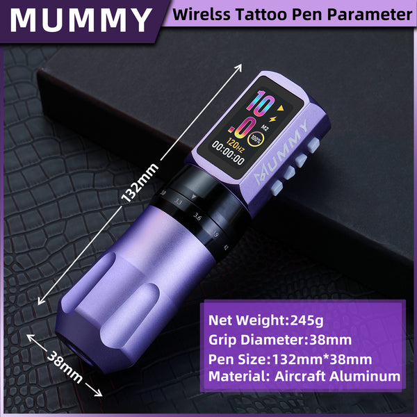 Mummy Tattoo Machine Pen with Adjustable 7 Strokes(Dual Battery)-purple