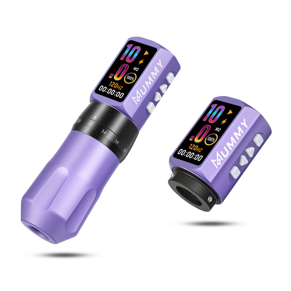 Mummy Tattoo Machine Pen with Adjustable 7 Strokes(Dual Battery)-purple