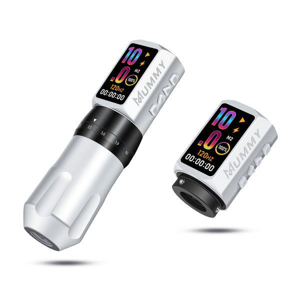 Mummy Tattoo Machine Pen with Adjustable 7 Strokes(Dual Battery)-silver