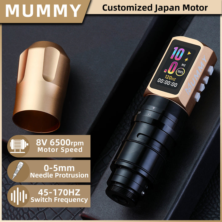 Translation missing: en.Mummy Tattoo Machine Pen with Adjustable 7 Strokes(Dual Battery)-gold