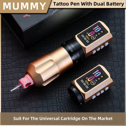Translation missing: en.Mummy Tattoo Machine Pen with Adjustable 7 Strokes(Dual Battery)-gold