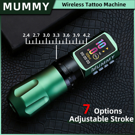 Translation missing: en.Mummy Tattoo Machine Pen with Adjustable 7 Strokes(Dual Battery)-green