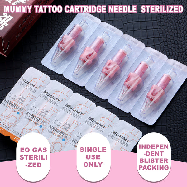 MUMMY PINK TATTOO CARTRIDGE NEEDLE TATTOO FOR Round Shader 20PCS
