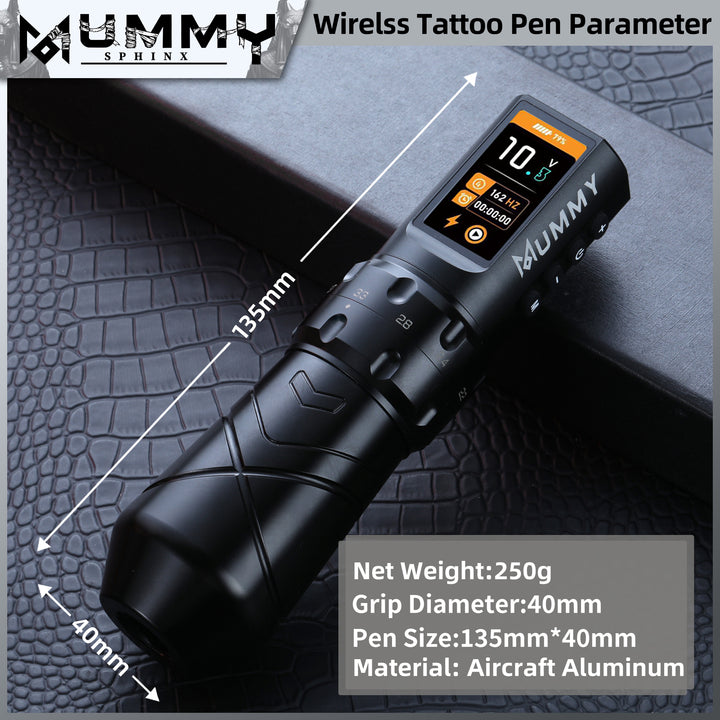 Translation missing: en.Mummy Sphinx Wireless Tattoo Machine Adjustable Stroke Length 2.2-4.2mm Replaceable Battery Tattoo Pen Color Screen Display