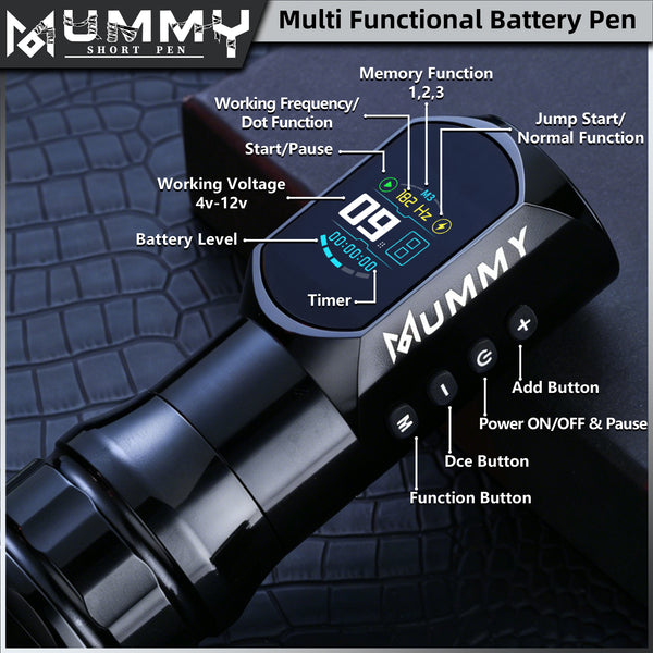 Mummy Wireless Tattoo Pen Machine Direct Drive Transmission (Black Color)