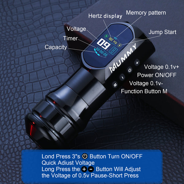Mummy Wireless Tattoo Pen Machine Direct Drive Transmission (Black Color)