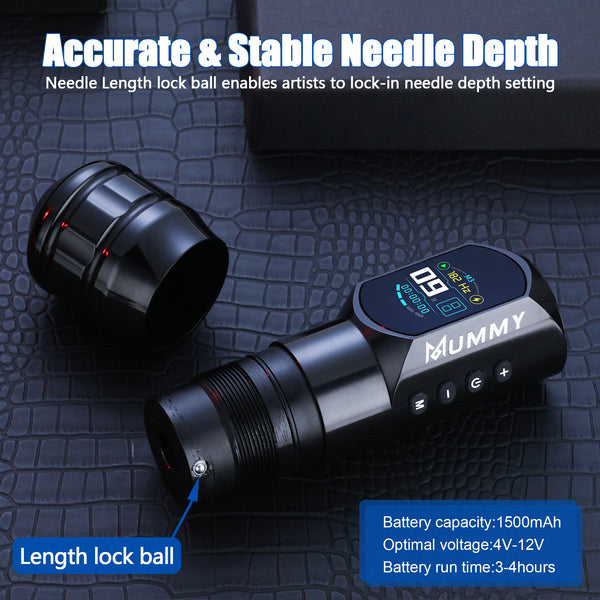 Mummy Wireless Tattoo Pen Machine Direct Drive Transmission (Black Color)
