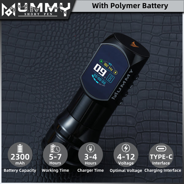 Mummy Wireless Tattoo Pen Machine Direct Drive Transmission (Black Color)