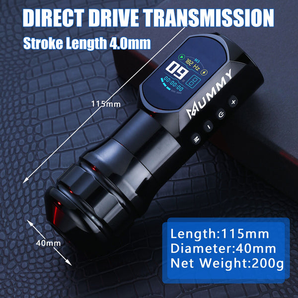Mummy Wireless Tattoo Pen Machine Direct Drive Transmission (Black Color)