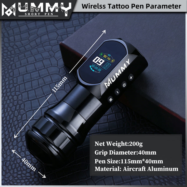 Mummy Wireless Tattoo Pen Machine Direct Drive Transmission (Black Color)